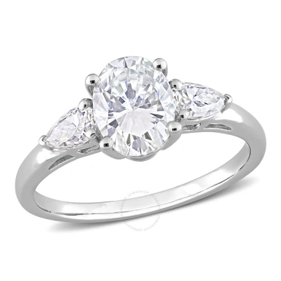 Amour 1 3/4 Ct Dew Created Moissanite Three-stone Engagement Ring In Sterling Silver In Metallic
