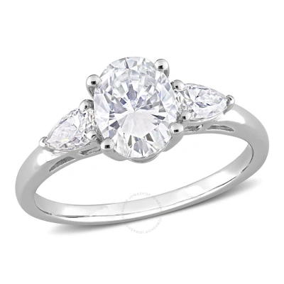 Amour 1 3/4 Ct Dew Created Moissanite Three-stone Engagement Ring In Sterling Silver In White