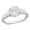 Amour 1 3/4 Ct Dew Created Moissanite Three-stone Engagement Ring In Sterling Silver In White