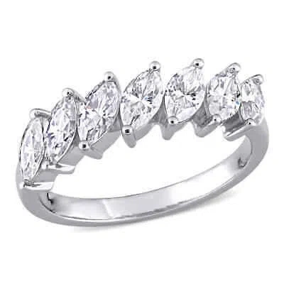 Pre-owned Amour 1 3/4 Ct Dew Marquise Created Moissanite Engagement Ring In 10k White Gold