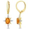 AMOUR AMOUR 1 3/4 CT TGW MADEIRA CITRINE AND WHITE TOPAZ SAR DROP LEVERBACK EARRINGS IN YELLOW PLATED STER