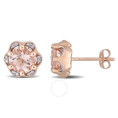 Amour 1 3/4 Ct Tgw Morganite And Diamond Accent Flower Stud Earrings In 14k Rose Gold