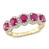 AMOUR AMOUR 1 3/4 CT TGW RUBY AND 1/5 CT TDW DIAMOND SEMI-ETERNITY RING IN 14K YELLOW GOLD