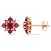 AMOUR AMOUR 1 3/4 CT TGW RUBY AND PINK SAPPHIRE CLUSTERED STAR STUD EARRINGS IN 14K ROSE GOLD