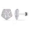Amour 1 3/4 Ct Tgw White Sapphire And 1/2 Ct Tw Diamond Cluster Cufflinks In Sterling Silver In White