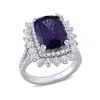 AMOUR AMOUR 1 3/4 CT TW DIAMOND AND 6 1/5 CT TGW PURPLE SPINEL HALO SPLIT SHANK COCKTAIL RING IN 14K WHITE