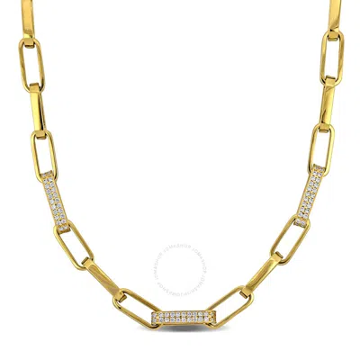 Amour 1 3/5 Ct Tgw Cubic Zirconia Paper Clip Neckace In 14k Yellow Gold - 18 In