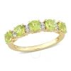 AMOUR AMOUR 1 3/5 CT TGW PERIDOT AND WHITE SAPPHIRE SEMI ETERNITY RING IN YELLOW PLATED STERLING SILVER