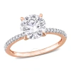 AMOUR AMOUR 1 4/5 CT TGW CREATED MOISSANITE AND 1/10 CT TDW DIAMOND ENGAGEMENT RING IN 14K ROSE GOLD