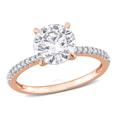 Amour 1 4/5 Ct Tgw Created Moissanite And 1/10 Ct Tdw Diamond Engagement Ring In 14k Rose Gold In White