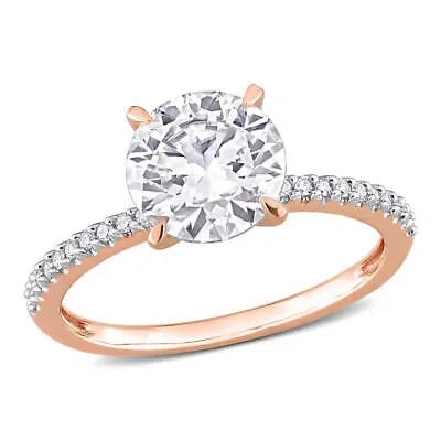 Pre-owned Amour 1 4/5 Ct Tgw Created Moissanite And 1/10 Ct Tdw Diamond Engagement Ring In In Pink