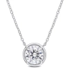 Amour 1 4/5 Ct Tgw Created Moissanite Halo Circle Pendant With Chain In Sterling Silver In White