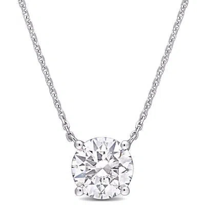 Pre-owned Amour 1 4/5 Ct Tgw Created Moissanite Solitaire Pendant With Chain In 14k White