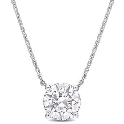 Amour 1 4/5 Ct Tgw Created Moissanite Solitaire Pendant With Chain In 14k White Gold