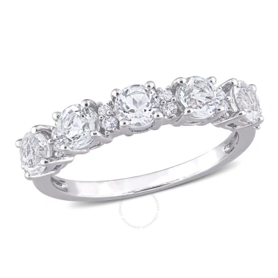 Amour 1 5/5 Ct Tgw White Topaz Semi Eternity Ring In Sterling Silver