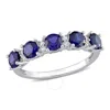 AMOUR AMOUR 1 5/8 CT TGW CREATED BLUE SAPPHIRE AND CREATED WHITE SAPPHIRE SEMI ETERNITY RING IN STERLING S