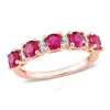 AMOUR AMOUR 1 5/8 CT TGW CREATED RUBY AND CREATED WHITE SAPPHIRE SEMI-ETERNITY RING IN ROSE PLATED STERLIN
