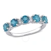 AMOUR AMOUR 1 5/8 CT TGW LONDON BLUE TOPAZ AND WHITE TOPAZ SEMI ETERNITY RING IN STERLING SILVER