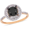 AMOUR AMOUR 1 5/8 CT TW BLACK AND WHITE DIAMOND DOUBLE HALO ENGAGEMENT RING IN 14K ROSE GOLD