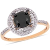 AMOUR AMOUR 1 5/8 CT TW BLACK AND WHITE DIAMOND DOUBLE HALO ENGAGEMENT RING IN 14K ROSE GOLD
