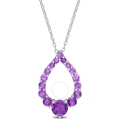 Amour 1 7/8 Ct Tgw Amethyst And African Amethyst Graduated Open Teardrop Pendant With Chain In Sterl In Purple