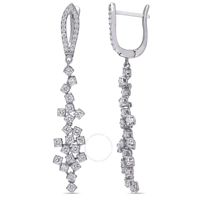 Amour 1 7/8 Ct Tw Diamond Floral Dangle Cuff Earrings In 14k White Gold