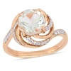 AMOUR AMOUR 1 7/8CT TGW GREEN QUARTZ WHITE TOPAZ AND DIAMOND ACCENT INTERLACED SWIRL HALO RING IN ROSE PLA