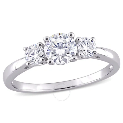 Amour 1 Ct Dew Created Moissanite 3-stone Engagement Ring In Sterling Silver In White