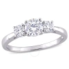 AMOUR AMOUR 1 CT DEW CREATED MOISSANITE 3-STONE ENGAGEMENT RING IN STERLING SILVER