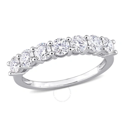 Amour 1 Ct Dew Created Moissanite Anniversary Band In Sterling Silver In White
