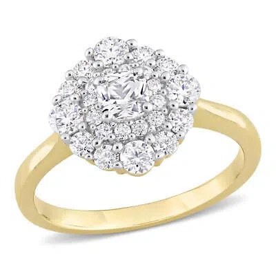 Pre-owned Amour 1 Ct Dew Created Moissanite Engagement Ring In 10k Yellow Gold