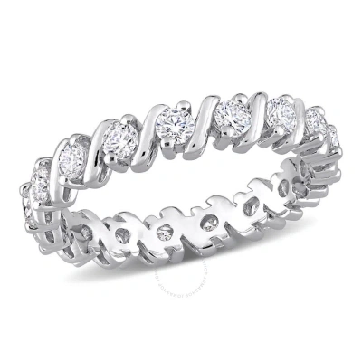 Amour 1 Ct Dew Created Moissanite Eternity Band In Sterling Silver In White