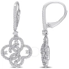 AMOUR AMOUR 1 CT DEW CREATED MOISSANITE FLORAL LEVERBACK EARRINGS IN STERLING SILVER