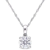 AMOUR AMOUR 1 CT DEW CREATED MOISSANITE SOLITAIRE PENDANT WITH CHAIN IN 10K WHITE GOLD