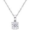 Amour 1 Ct Dew Created Moissanite Solitaire Pendant With Chain In 10k White Gold In White
