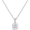 Amour 1 Ct Dew Created Moissanite Solitaire Pendant With Chain In Sterling Silver In White