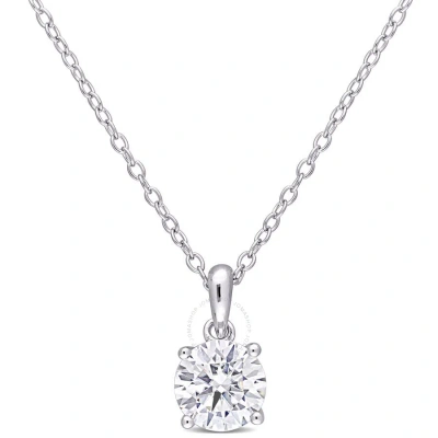 Amour 1 Ct Dew Created Moissanite Solitaire Pendant With Chain In Sterling Silver In White