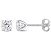 Amour 10k White Gold 1 Ct Tgw Created White Moissanite Stud Earrings In White