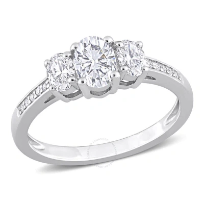 Amour 1 Ct Oval And Round Diamonds Tw Engagement Ring In Platinum In White