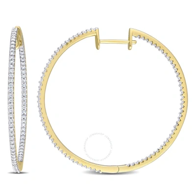 Amour 1 Ct Tdw Diamond Inside Out Hoop Earrings In 14k Yellow Gold