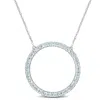 Amour 10k White Gold 1 Ct Tgw Aquamarine Circle Pendant With Chain In White