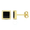 AMOUR AMOUR 1 CT TGW BLACK ONYX SQUARE STUD EARRINGS IN YELLOW PLATED STERLING SILVER