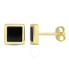 Amour 1 Ct Tgw Black Onyx Square Stud Earrings In Yellow Plated Sterling Silver In Yellow