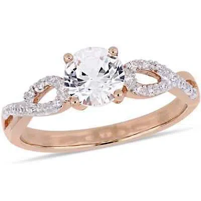 Pre-owned Amour 1 Ct Tgw Created White Sapphire And 1/10 Ct Tw Diamond Infinity Engagement