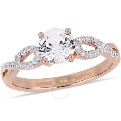 Amour 1 Ct Tgw Created White Sapphire And 1/10 Ct Tw Diamond Infinity Engagement Ring In 10k Rose Go In Gold / Gold Tone / Rose / Rose Gold / Rose Gold Tone / White