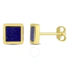 AMOUR AMOUR 1 CT TGW LAPIS SQUARE STUD EARRINGS IN YELLOW PLATED STERLING SILVER