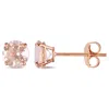 Amour 14k Rose Gold 1 Ct Tgw Morganite Stud Earrings In Pink