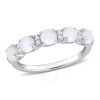 Amour 1 Ct Tgw Opal And White Topaz Semi Eternity Ring In Sterling Silver In White