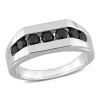 AMOUR AMOUR 1 CT TW BLACK DIAMOND CHANNEL SET MEN'S RING IN STERLING SILVER