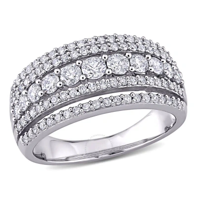 Amour 1 Ct Tw Diamond 4-row Anniversary Band In 10k White Gold In Metallic